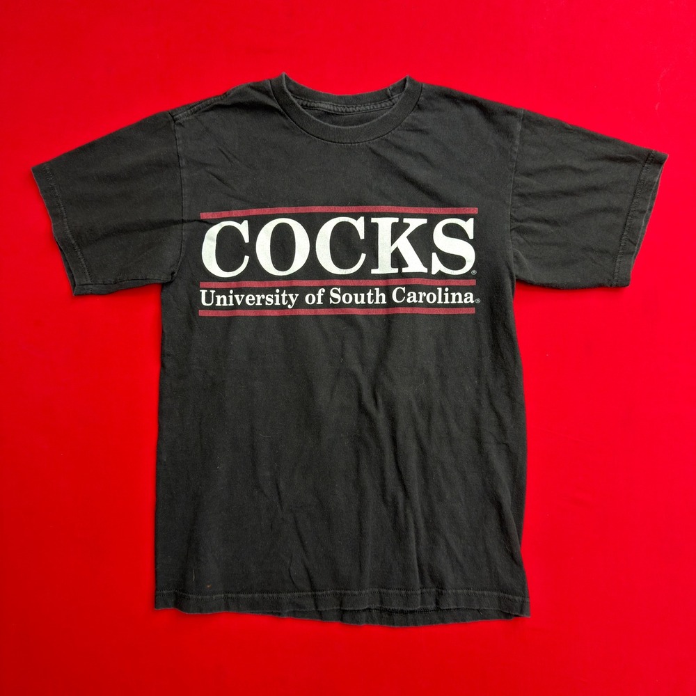 VTG Y2K University of South Carolina Gamecocks Cocks T-Shirt Mens Small Black